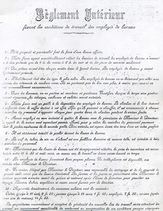Règlement fin XIXe (© Vallée des forges)
